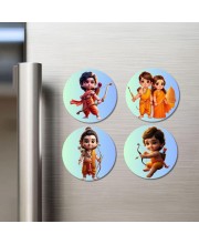 Rama and Sita Fridge Magnets 4 Piece Set | 3 Inch Round Wall Fridge Decor (F23207)