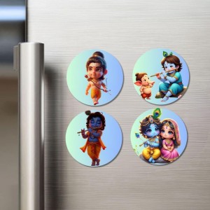 Krishna, Radha, Rama, and Ganesha. Fridge Magnets 4 Piece Set | 3 Inch Round Wall Fridge Decor (F22836) Krishna, Radha, Rama, and Ganesha. Fridge Magnets 4 Piece Set | 3 Inch Round Wall Fridge Decor (F22836)