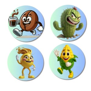 Coffee Bean, Cactus, Lemon, Corn Fridge Magnets 4 Piece Set | 3 Inch Round Wall Fridge Decor (F23326) Coffee Bean, Cactus, Lemon, Corn Fridge Magnets 4 Piece Set | 3 Inch Round Wall Fridge Decor (F23326)
