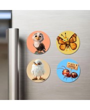 Eagle, Butterfly, Bird, and Ant. Fridge Magnets 4 Piece Set | 3 Inch Round Wall Fridge Decor (F23014)