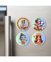 Vaikuntha (Vishnu), Krishna, Rama, and Durga. Fridge Magnets 4 Piece Set | 3 Inch Round Wall Fridge Decor (F22801) Vaikuntha (Vishnu), Krishna, Rama, and Durga. Fridge Magnets 4 Piece Set | 3 Inch Round Wall Fridge Decor (F22801)