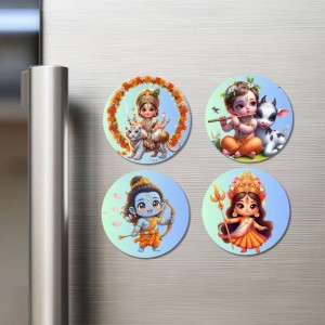 Vaikuntha (Vishnu), Krishna, Rama, and Durga. Fridge Magnets 4 Piece Set | 3 Inch Round Wall Fridge Decor (F22801) Vaikuntha (Vishnu), Krishna, Rama, and Durga. Fridge Magnets 4 Piece Set | 3 Inch Round Wall Fridge Decor (F22801)