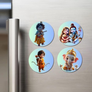 Krishna, Parvati, Shiva, Rama, and Ganesha. Fridge Magnets 4 Piece Set | 3 Inch Round Wall Fridge Decor (F22767) Krishna, Parvati, Shiva, Rama, and Ganesha. Fridge Magnets 4 Piece Set | 3 Inch Round Wall Fridge Decor (F22767)