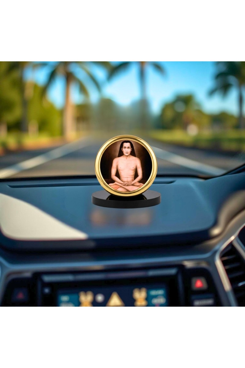 Car Desk/Table Top Mahavatar Babaji Metal Golden Photo Stand 2x2 Inches, Compact & Stylish Spiritual Display for Car, Home & Office (Pack of 1) (F18474)