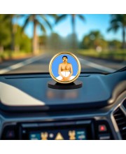 Car Desk/Table Top Lord Anukul Thakur Ji Metal Golden Photo Stand 2x2 Inches, Compact & Stylish Spiritual Display for Car, Home & Office (Pack of 1) (F18534)