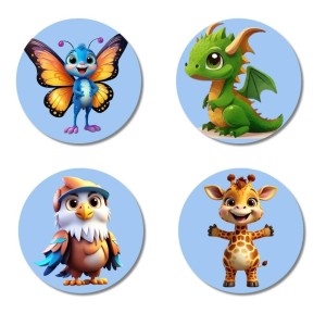 Butterfly, Dragon, Eagle, Giraffe Fridge Magnets 4 Piece Set | 3 Inch Round Wall Fridge Decor (F23154) Butterfly, Dragon, Eagle, Giraffe Fridge Magnets 4 Piece Set | 3 Inch Round Wall Fridge Decor (F23154)
