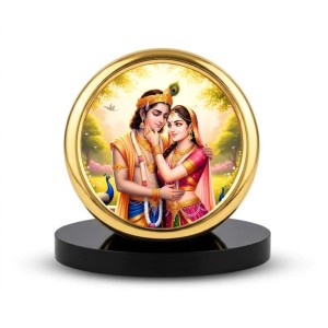 Car Desk/Table Top Lord Krishna Radha Metal Golden Photo Stand 2x2 Inches, Compact & Stylish Spiritual Display for Car, Home & Office (Pack of 1) (F18577) Car Desk/Table Top Lord Krishna Radha Metal Golden Photo Stand 2x2 Inches, Compact & Stylish Spiritual Display for Car, Home & Office (Pack of 1) (F18577)