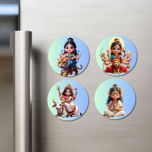 Durga, Mahagauri, and Parvati. Fridge Magnets 4 Piece Set | 3 Inch Round Wall Fridge Decor (F23209) Durga, Mahagauri, and Parvati. Fridge Magnets 4 Piece Set | 3 Inch Round Wall Fridge Decor (F23209)