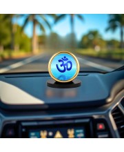 Car Desk/Table Top Om Symbol Metal Golden Photo Stand 2x2 Inches, Compact & Stylish Spiritual Display for Car, Home & Office (Pack of 1) (F18667)