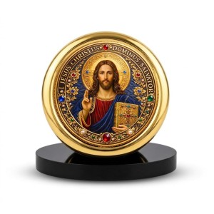 Car Desk/Table Top Lord Jesus Metal Golden Photo Stand 2x2 Inches, Compact & Stylish Spiritual Display for Car, Home & Office (Pack of 1) (F18514) Car Desk/Table Top Lord Jesus Metal Golden Photo Stand 2x2 Inches, Compact & Stylish Spiritual Display for Car, Home & Office (Pack of 1) (F18514)