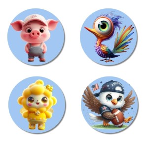 Pig, Bird, Lamb, and Eagle. Fridge Magnets 4 Piece Set | 3 Inch Round Wall Fridge Decor (F23109) Pig, Bird, Lamb, and Eagle. Fridge Magnets 4 Piece Set | 3 Inch Round Wall Fridge Decor (F23109)