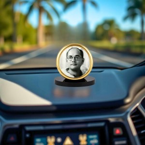 Car Desk/Table Top Netaji Subhas Chandra Bose Metal Golden Photo Stand 2x2 Inches, Compact & Stylish Spiritual Display for Car, Home & Office (Pack of 1) (F18528)