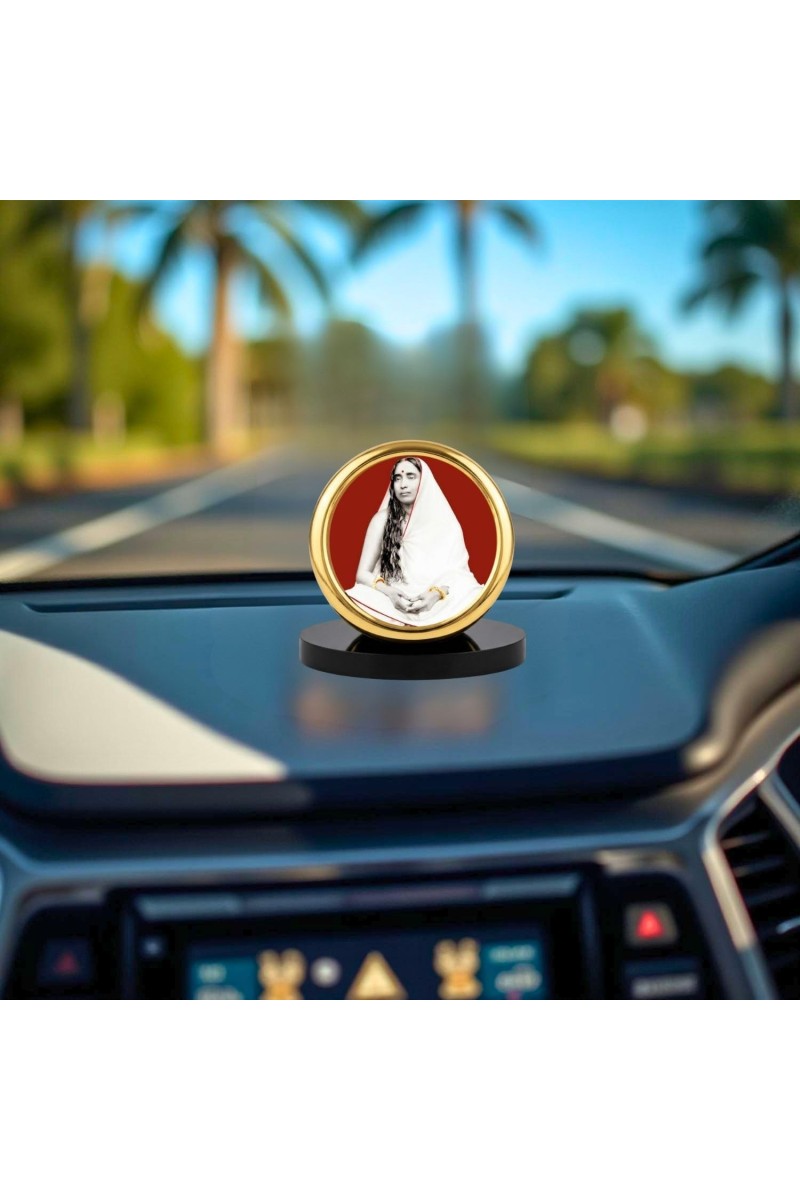 Car Desk/Table Top Sarada Maa Metal Golden Photo Stand 2x2 Inches, Compact & Stylish Spiritual Display for Car, Home & Office (Pack of 1) (F18441)
