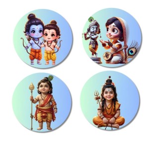 RamLakshman, ShivaParvati, Kartikeya, Shiva Fridge Magnets 4 Piece Set | 3 Inch Round Wall Fridge Decor (F23262) RamLakshman, ShivaParvati, Kartikeya, Shiva Fridge Magnets 4 Piece Set | 3 Inch Round Wall Fridge Decor (F23262)