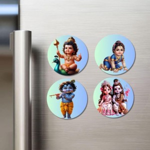 Kartikeya, Lakshmi, Krishna, Radha-Krishna Fridge Magnets 4 Piece Set | 3 Inch Round Wall Fridge Decor (F23174) Kartikeya, Lakshmi, Krishna, Radha-Krishna Fridge Magnets 4 Piece Set | 3 Inch Round Wall Fridge Decor (F23174)