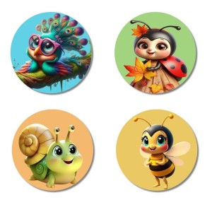 Cat, Squirrel, Koala, and Giraffe. Fridge Magnets 4 Piece Set | 3 Inch Round Wall Fridge Decor (F22859) Cat, Squirrel, Koala, and Giraffe. Fridge Magnets 4 Piece Set | 3 Inch Round Wall Fridge Decor (F22859)