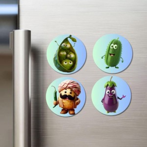 Peas, Cucumber, Potato, Eggplant Fridge Magnets 4 Piece Set | 3 Inch Round Wall Fridge Decor (F23301) Peas, Cucumber, Potato, Eggplant Fridge Magnets 4 Piece Set | 3 Inch Round Wall Fridge Decor (F23301)