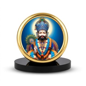 Car Desk/Table Top Khatu Shyam Metal Golden Photo Stand 2x2 Inches, Compact & Stylish Spiritual Display for Car, Home & Office (Pack of 1) (F18787)