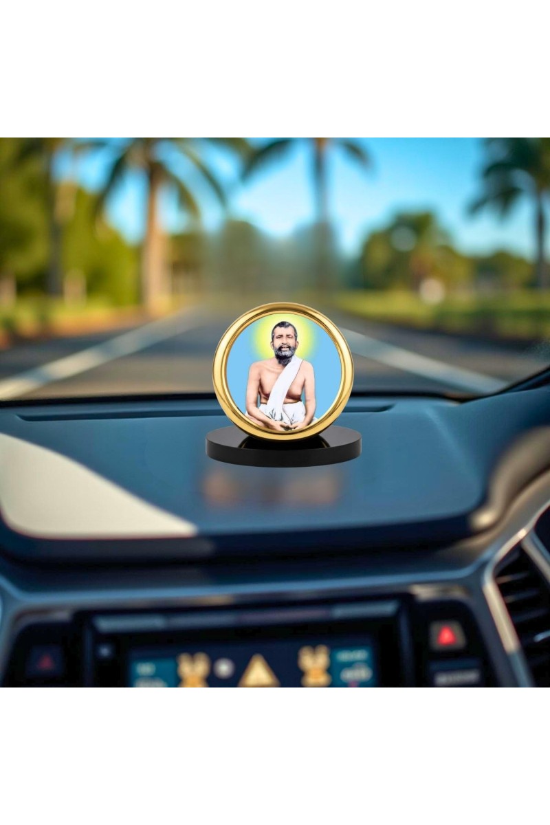 Car Desk/Table Top Ramakrishna Paramahamsa Metal Golden Photo Stand 2x2 Inches, Compact & Stylish Spiritual Display for Car, Home & Office (Pack of 1) (F18442)