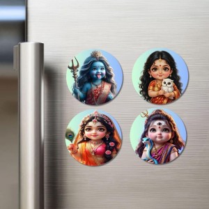 Maa Kali, Maa Lakshmi, Maa Radha, Maa Parvati Fridge Magnets 4 Piece Set | 3 Inch Round Wall Fridge Decor (F23186) Maa Kali, Maa Lakshmi, Maa Radha, Maa Parvati Fridge Magnets 4 Piece Set | 3 Inch Round Wall Fridge Decor (F23186)
