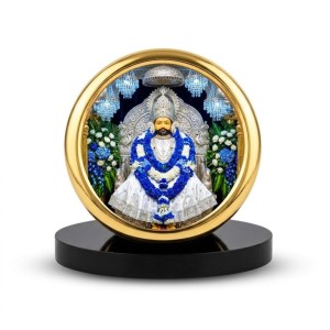 Car Desk/Table Top Khatu Shyam Metal Golden Photo Stand 2x2 Inches, Compact & Stylish Spiritual Display for Car, Home & Office (Pack of 1) (F18805)