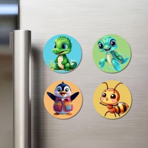 Crocodile, Turtle, Penguin, and Bee. Fridge Magnets 4 Piece Set | 3 Inch Round Wall Fridge Decor (F22876) Crocodile, Turtle, Penguin, and Bee. Fridge Magnets 4 Piece Set | 3 Inch Round Wall Fridge Decor (F22876)