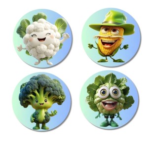 Cauliflower, Corn, Broccoli, Lettuce Fridge Magnets 4 Piece Set | 3 Inch Round Wall Fridge Decor (F23287) Cauliflower, Corn, Broccoli, Lettuce Fridge Magnets 4 Piece Set | 3 Inch Round Wall Fridge Decor (F23287)