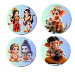 Krishna and Radha, Hanuman Fridge Magnets 4 Piece Set | 3 Inch Round Wall Fridge Decor (F23213) Krishna and Radha, Hanuman Fridge Magnets 4 Piece Set | 3 Inch Round Wall Fridge Decor (F23213)