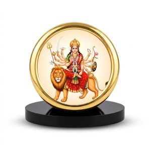 Car Desk/Table Top Durga Matha Metal Golden Photo Stand 2x2 Inches, Compact & Stylish Spiritual Display for Car, Home & Office (Pack of 1) (F18600)