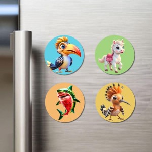 Hornbill, Horse, Shark, and Hoopoe. Fridge Magnets 4 Piece Set | 3 Inch Round Wall Fridge Decor (F22851) Hornbill, Horse, Shark, and Hoopoe. Fridge Magnets 4 Piece Set | 3 Inch Round Wall Fridge Decor (F22851)