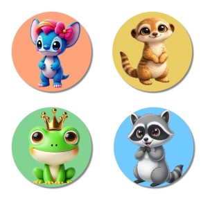 Alien, Meerkat, Frog, and Raccoon. Fridge Magnets 4 Piece Set | 3 Inch Round Wall Fridge Decor (F22964) Alien, Meerkat, Frog, and Raccoon. Fridge Magnets 4 Piece Set | 3 Inch Round Wall Fridge Decor (F22964)