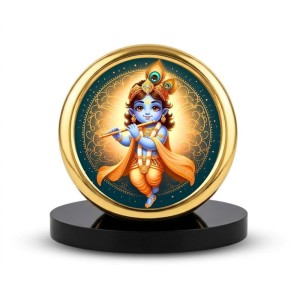 Car Desk/Table Top Lord Krishna Metal Golden Photo Stand 2x2 Inches, Compact & Stylish Spiritual Display for Car, Home & Office (Pack of 1) (F18903) Car Desk/Table Top Lord Krishna Metal Golden Photo Stand 2x2 Inches, Compact & Stylish Spiritual Display for Car, Home & Office (Pack of 1) (F18903)