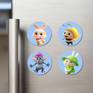 Rabbit, Bee, Monster, and Rabbit. Fridge Magnets 4 Piece Set | 3 Inch Round Wall Fridge Decor (F23134) Rabbit, Bee, Monster, and Rabbit. Fridge Magnets 4 Piece Set | 3 Inch Round Wall Fridge Decor (F23134)