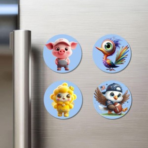 Pig, Bird, Lamb, and Eagle. Fridge Magnets 4 Piece Set | 3 Inch Round Wall Fridge Decor (F23109) Pig, Bird, Lamb, and Eagle. Fridge Magnets 4 Piece Set | 3 Inch Round Wall Fridge Decor (F23109)
