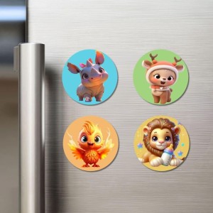 Rhino, Reindeer, Phoenix, and Lion Fridge Magnets 4 Piece Set | 3 Inch Round Wall Fridge Decor (F22916) Rhino, Reindeer, Phoenix, and Lion Fridge Magnets 4 Piece Set | 3 Inch Round Wall Fridge Decor (F22916)