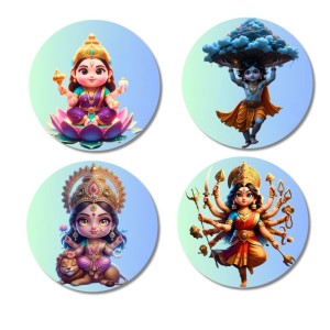 Maa Lakshmi, Krishna, Maa Parvati, Maa Durga Fridge Magnets 4 Piece Set | 3 Inch Round Wall Fridge Decor (F23188) Maa Lakshmi, Krishna, Maa Parvati, Maa Durga Fridge Magnets 4 Piece Set | 3 Inch Round Wall Fridge Decor (F23188)