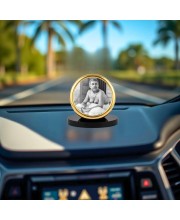 Car Desk/Table Top Sri Sri Thakur Anukul Chandra Metal Golden Photo Stand 2x2 Inches, Compact & Stylish Spiritual Display for Car, Home & Office (Pack of 1) (F18477)
