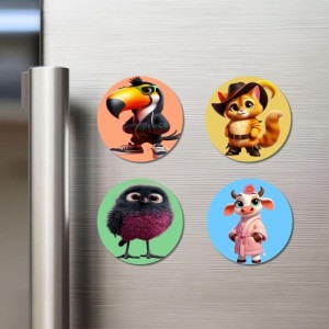 Toucan, Squirrel, Bird, and Cow. Fridge Magnets 4 Piece Set | 3 Inch Round Wall Fridge Decor (F23018) Toucan, Squirrel, Bird, and Cow. Fridge Magnets 4 Piece Set | 3 Inch Round Wall Fridge Decor (F23018)