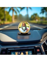 Car Desk/Table Top Maharishi Mahesh Yogi Metal Golden Photo Stand 2x2 Inches, Compact & Stylish Spiritual Display for Car, Home & Office (Pack of 1) (F18557)
