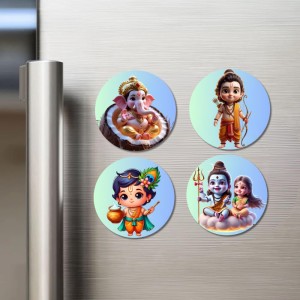 ShivaParvati,Ganesha,ram Fridge Magnets 4 Piece Set | 3 Inch Round Wall Fridge Decor (F22774) ShivaParvati,Ganesha,ram Fridge Magnets 4 Piece Set | 3 Inch Round Wall Fridge Decor (F22774)