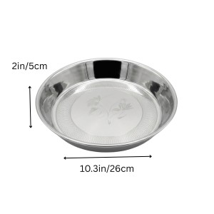 Stainless Steel Rice Plate/Dinner Plate for Kitchen & Dining | Round Deep Thali Plate with Floral Design | Rust Resistant Food Grade Steel Serving Plate for Home, Hotel & Restaurant Use Stainless Steel Rice Plate/Dinner Plate for Kitchen & Dining | Round Deep Thali Plate with Floral Design | Rust Resistant Food Grade Steel Serving Plate for Home, Hotel & Restaurant Use