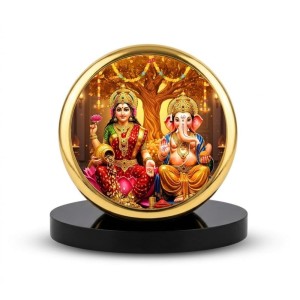 Car Desk/Table Top Ganesha and Laxmi Metal Golden Photo Stand 2x2 Inches, Compact & Stylish Spiritual Display for Car, Home & Office (Pack of 1) (F18504) Car Desk/Table Top Ganesha and Laxmi Metal Golden Photo Stand 2x2 Inches, Compact & Stylish Spiritual Display for Car, Home & Office (Pack of 1) (F18504)