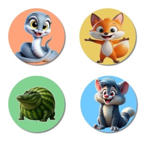 Snake, Fox, Armadillo, and Wolf. Fridge Magnets 4 Piece Set | 3 Inch Round Wall Fridge Decor (F22975) Snake, Fox, Armadillo, and Wolf. Fridge Magnets 4 Piece Set | 3 Inch Round Wall Fridge Decor (F22975)