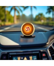 Car Desk/Table Top Om Symbol Metal Golden Photo Stand 2x2 Inches, Compact & Stylish Spiritual Display for Car, Home & Office (Pack of 1) (F18669)