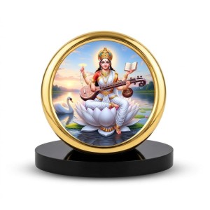 Car Desk/Table Top Goddess Saraswathi Metal Golden Photo Stand 2x2 Inches, Compact & Stylish Spiritual Display for Car, Home & Office (Pack of 1) (F18875) Car Desk/Table Top Goddess Saraswathi Metal Golden Photo Stand 2x2 Inches, Compact & Stylish Spiritual Display for Car, Home & Office (Pack of 1) (F18875)
