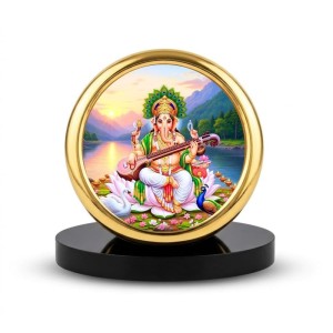 Car Desk/Table Top Goddess Saraswathi Metal Golden Photo Stand 2x2 Inches, Compact & Stylish Spiritual Display for Car, Home & Office (Pack of 1) (F18606) Car Desk/Table Top Goddess Saraswathi Metal Golden Photo Stand 2x2 Inches, Compact & Stylish Spiritual Display for Car, Home & Office (Pack of 1) (F18606)