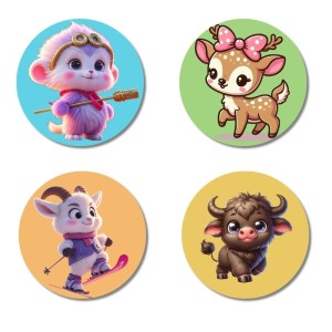 Monkey, Deer, Goat, and Bull. Fridge Magnets 4 Piece Set | 3 Inch Round Wall Fridge Decor (F22883) Monkey, Deer, Goat, and Bull. Fridge Magnets 4 Piece Set | 3 Inch Round Wall Fridge Decor (F22883)