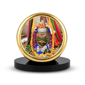 Car Desk/Table Top Mahakal Metal Golden Photo Stand 2x2 Inches, Compact & Stylish Spiritual Display for Car, Home & Office (Pack of 1) (F20715)