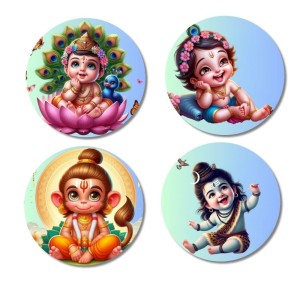 Kartikeya, Krishna, Hanuman, and Shiva. Fridge Magnets 4 Piece Set | 3 Inch Round Wall Fridge Decor (F22820) Kartikeya, Krishna, Hanuman, and Shiva. Fridge Magnets 4 Piece Set | 3 Inch Round Wall Fridge Decor (F22820)