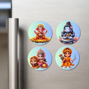 Shiva, Ganesha, Krishna, and Kartikeya. Fridge Magnets 4 Piece Set | 3 Inch Round Wall Fridge Decor (F22794) Shiva, Ganesha, Krishna, and Kartikeya. Fridge Magnets 4 Piece Set | 3 Inch Round Wall Fridge Decor (F22794)